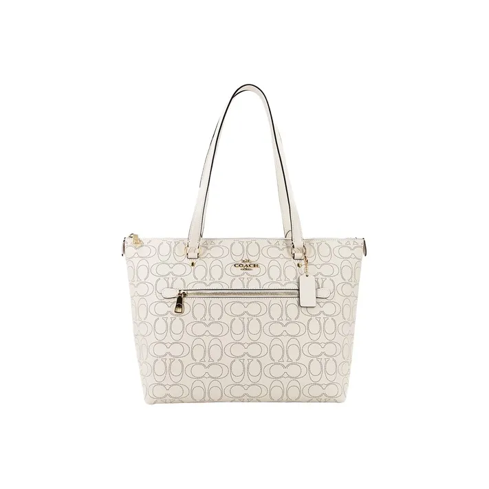 COACH Gallery Leather Tote Bag Shopping Bag Crossbody One Shoulder Handbags Large Size Women's White-0