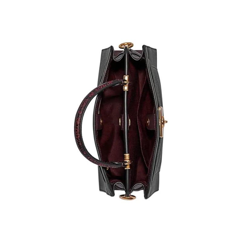COACH LaneCarryall Leather One Shoulder Handbag, Crossbody Bag Tubas Women's Black-4