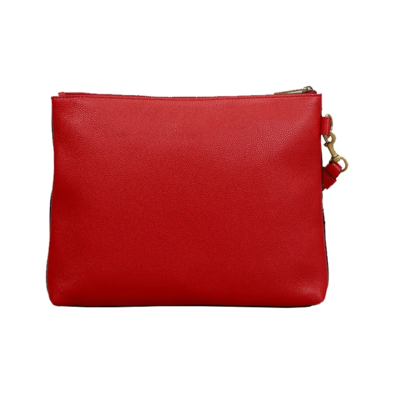 GUCCI Cow Leather Wristband Clutch Unisex Red-2