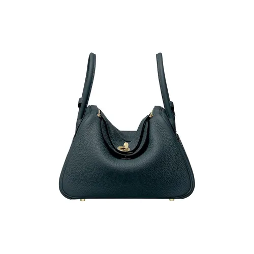 HERMES Lindy Cow Leather Handbag Shoulder Bag Women's 6O Vert Cypres Pine Green