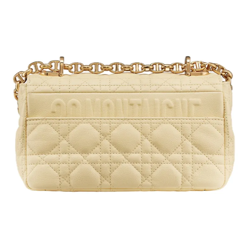 DIOR Caro Soft Cow Leather Shoulder Bag, Crossbody Bag, Handbag Trumpets Women's Light Yellow-2
