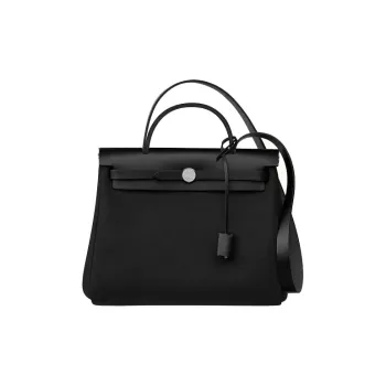 HERMES Herbag Zip Reversible Canvas With Cow Leather Canvas Bag Handbags Shoulder Bag Crossbody Bag Unisex Black