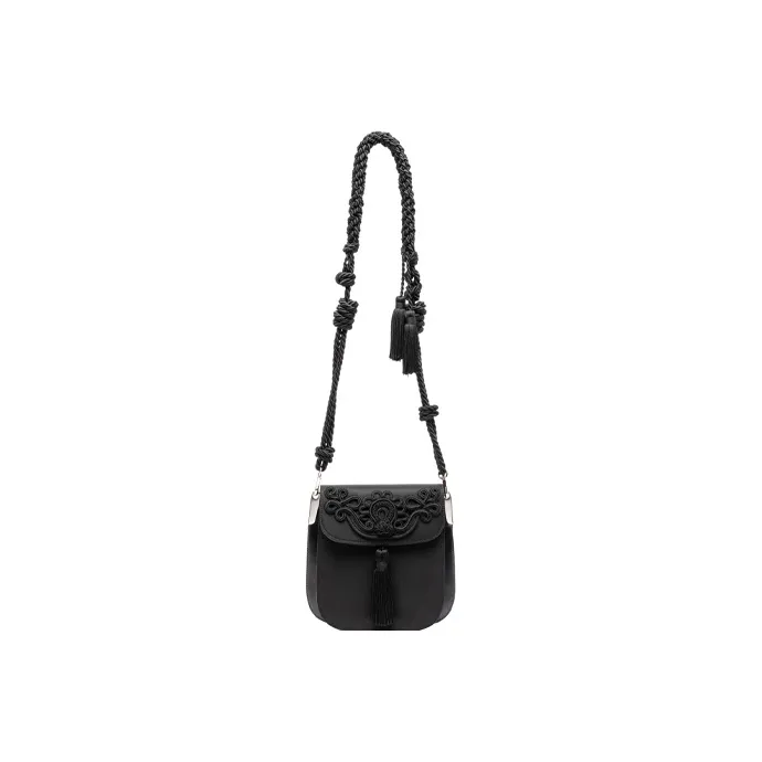 PRADA Nylon With Leather Trim Crossbody Bag Shoulder Bag Women's Black-3