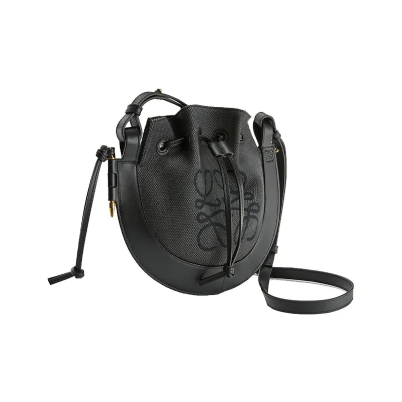 LOEWE Anagram Cow Leather Frisbee Bag Crossbody Bag Shoulder Bag Women's Black-1
