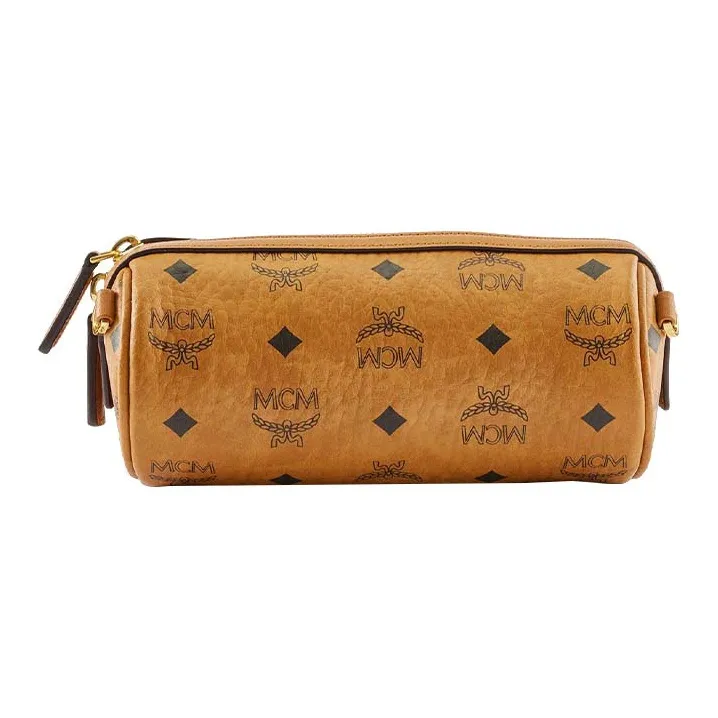 MCM Aka Boku Klassik Visetos Artificial Leather Laminated Fabric Crossbody Bag Mini Women's Cognac-3