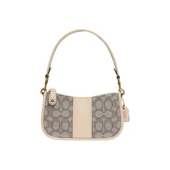 COACH Swinger Cow Leather Shoulder Bag, Pochette, Handbag, Shoulder Bag Small Size Women's Ecru Monogram