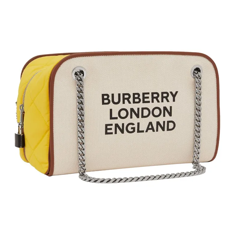 Burberry Cube Cotton Canvas Bag Handbag Shoulder Bag Women's Natural & Yellow-1