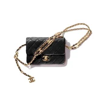 CHANEL 22SS Calfskin Shoulder Bag, Crossbody Bag Women's Black