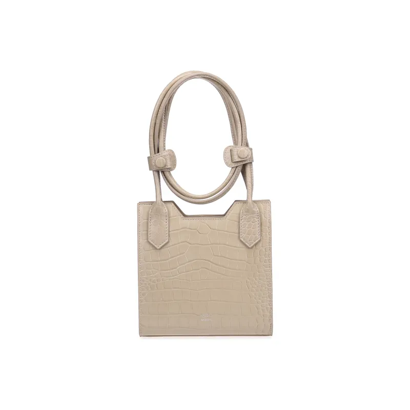 QULU Cow Leather Letter Bag Small Square Bag Shoulder Bag Crossbody Bag Women's Green/Beige-13