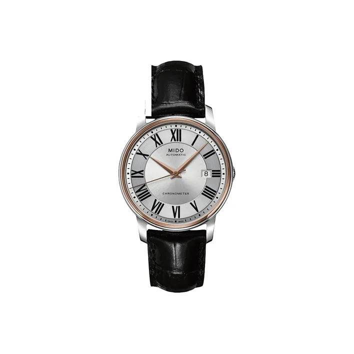 MIDO Baroncelli Collection Automatic Mechanical Movement Men's Watches Watch 39mm Silver Dial Cowhide Strap-0