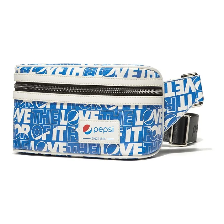 Pepsi Leather Sling Bag Small Square Bag Fanny Pack Regular Unisex Blue White-1