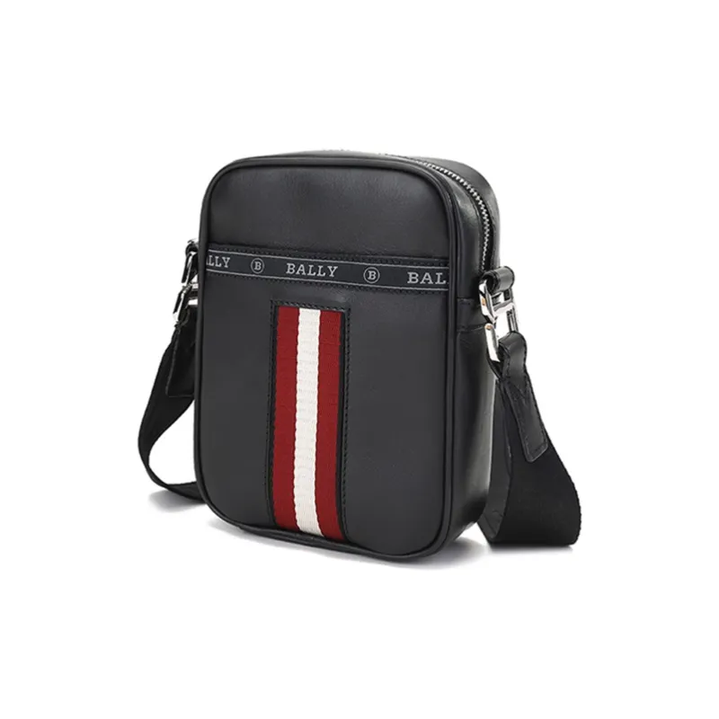 BALLY CADRAN Leather Crossbody Bag, Shoulder Bag Men's Black-1