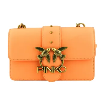 PINKO Cow Leather Bird Bag, Swallow Bag, Shoulder Bag, Crossbody Bag Mini Women's Orange