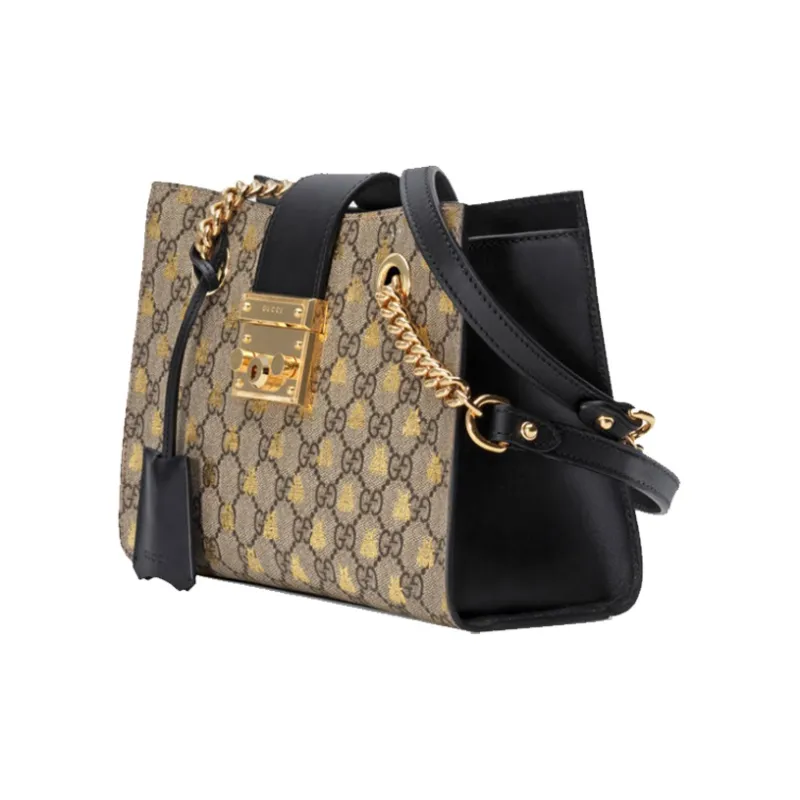 GUCCI Padlock Canvas With Leather Lock Bag, Shoulder Bag, Crossbody Bag, Handbag Small Size Women's Ebony/Black-1