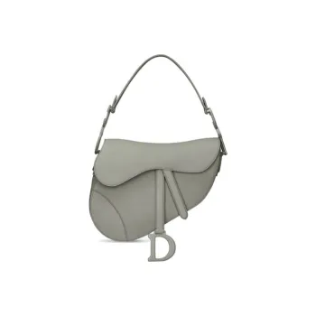 DIOR Saddle Matte Calfskin Saddle Bag Shoulder Bag Crossbody Bag Women's Gray