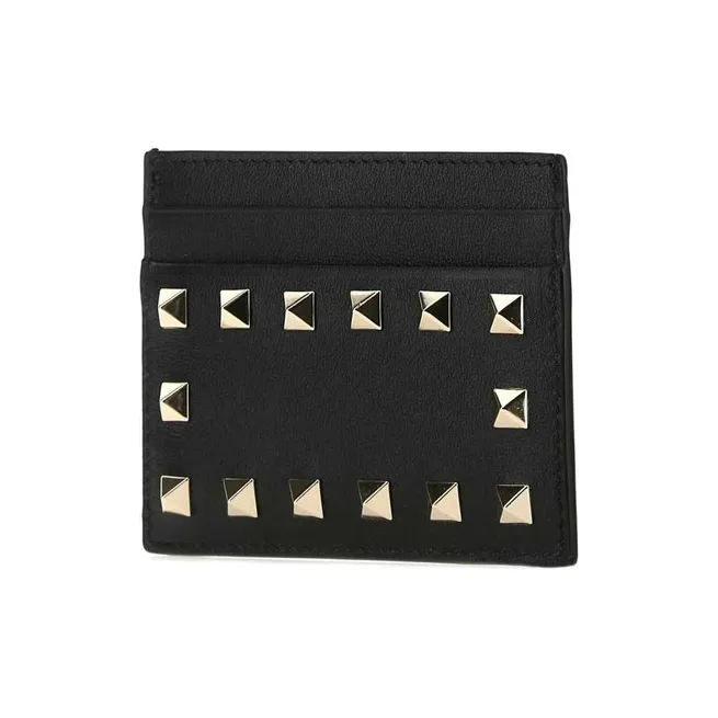 Valentino Calfskin Wallet, Card Holder Women's Black-1