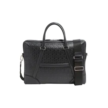 FERRAGAMO GANCINI Cow Leather Business Bag Handbag Shoulder Bag Crossbody Bag Men's Black