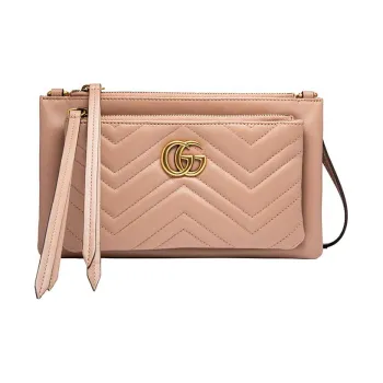 GUCCI GG Marmont Quilted Cow Leather Shoulder Bag Crossbody Bag Women's Nude Pink