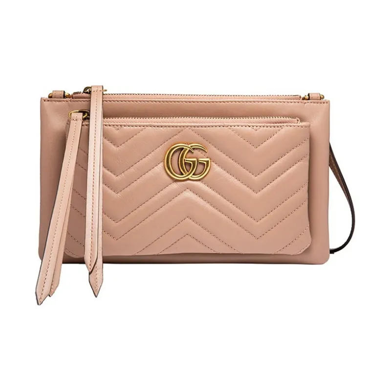 GUCCI GG Marmont Quilted Cow Leather Shoulder Bag Crossbody Bag Women's Nude Pink-0