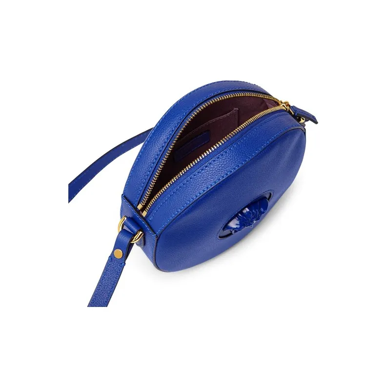 VERSACE La Medusa Leather Round Bag Crossbody Shoulder Bag Women's Dark Blue-3