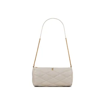 SAINT LAURENT Leather Cylinder Bag Shoulder Bag Mini Women's White