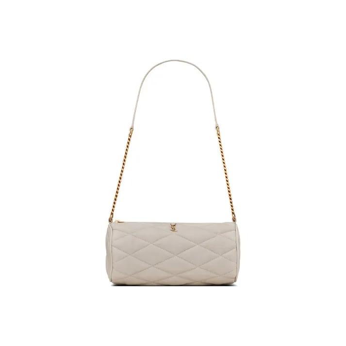 SAINT LAURENT Leather Cylinder Bag Shoulder Bag Mini Women's White-0