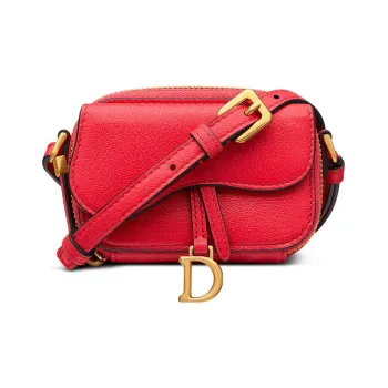 DIOR Saddle Sheepskin Saddle Bags Shoulder Bags Women's Red