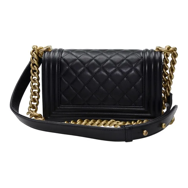 CHANEL LEBOY Calfskin Shoulder Bag, Crossbody Bag Trumpets Women's Black-2