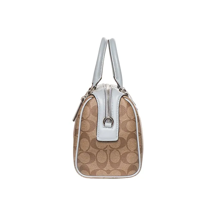 COACH Bennett PVC Boston Bag Handbag Crossbody Bag Medium Size Women's Khaki Light Blue-2