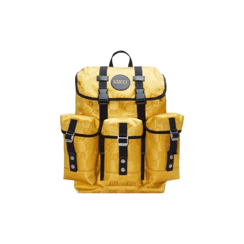 GUCCI Nylon And Leather Backpack Unisex Yellow/Black
