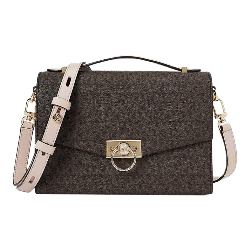 MICHAEL KORS Hendri Cow Leather Envelope Bag, Handbag, Shoulder Bag, Crossbody Bag Medium Size Women's Dark Brown-0