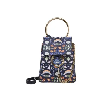 Chloe Faye Calfskin Handbag Shoulder Bag Crossbody Bag Mini Women's Dark Blue/Multicolor