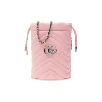 GUCCI GG Marmont Quilting Leather Bucket Chain Crossbody Bag Mini Women's Pink Candy Color Unicorn Pink