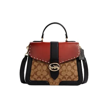 COACH Georgie Leather Zhi Sheng Bag Shoulder Bag Handbag Shoulder Bag Crossbody Bag Medium Size Women's Red Black Brown