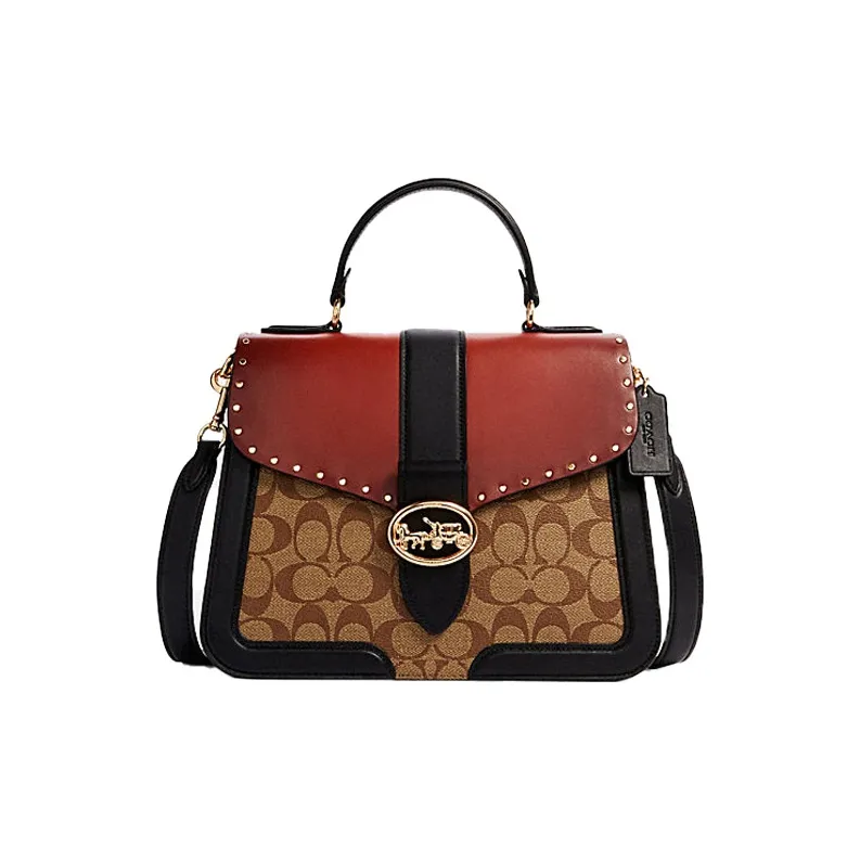 COACH Georgie Leather Zhi Sheng Bag Shoulder Bag Handbag Shoulder Bag Crossbody Bag Medium Size Women's Red Black Brown-0