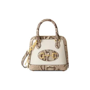 GUCCI Leather Dome Bag Shoulder Bag Crossbody Bag Handbag Mini Women's White/Beige/Brown