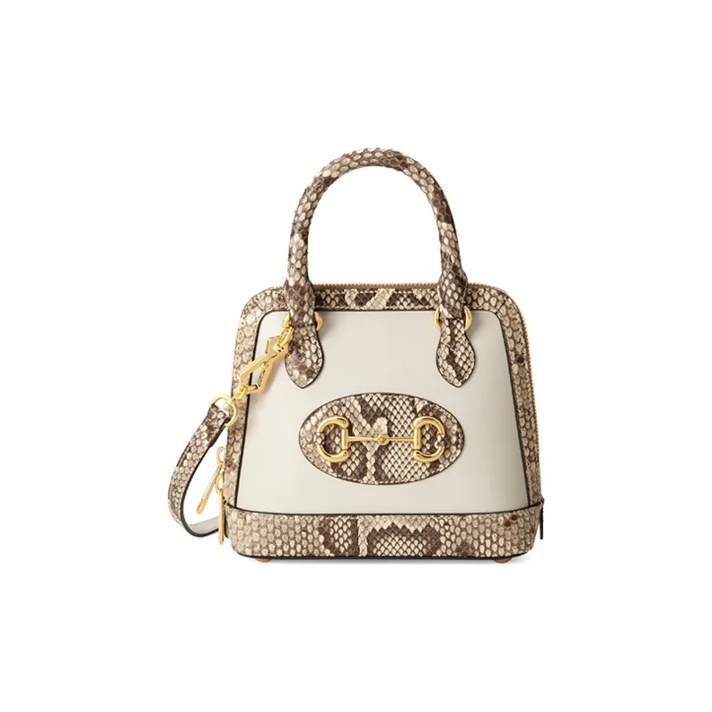 GUCCI Leather Dome Bag Shoulder Bag Crossbody Bag Handbag Mini Women's White/Beige/Brown-0