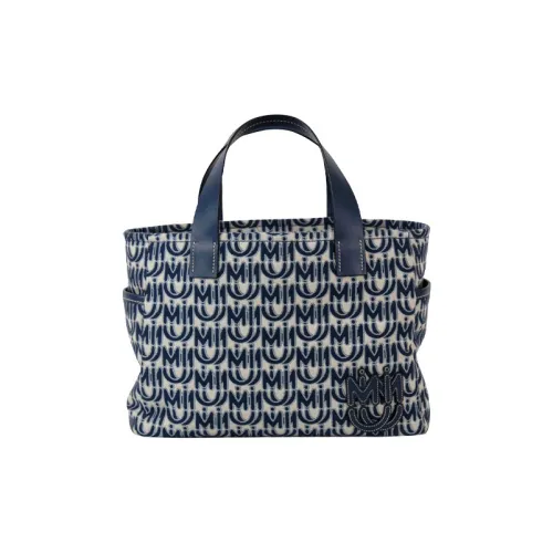 MIU MIU Cotton Tote Bag Shopping Bag Handbag Women's Blue