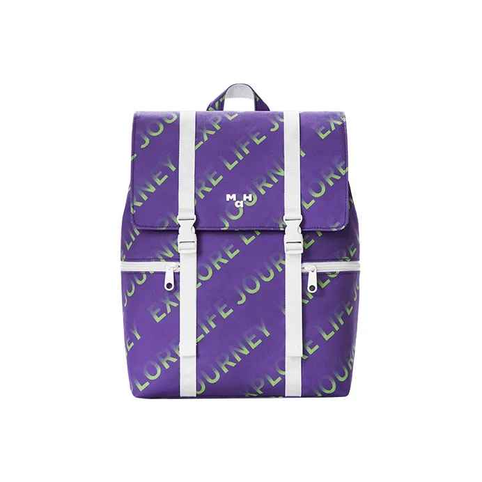 MAH Polyester Backpack Unisex Black/Purple-0