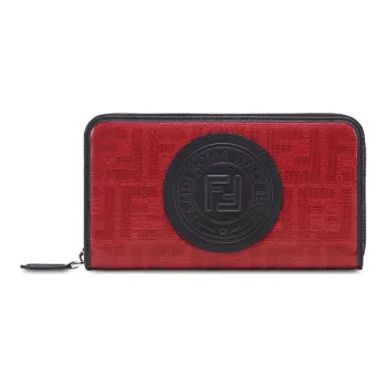 FENDI Coated Canvas With Leather Wallet Men's Red/Black