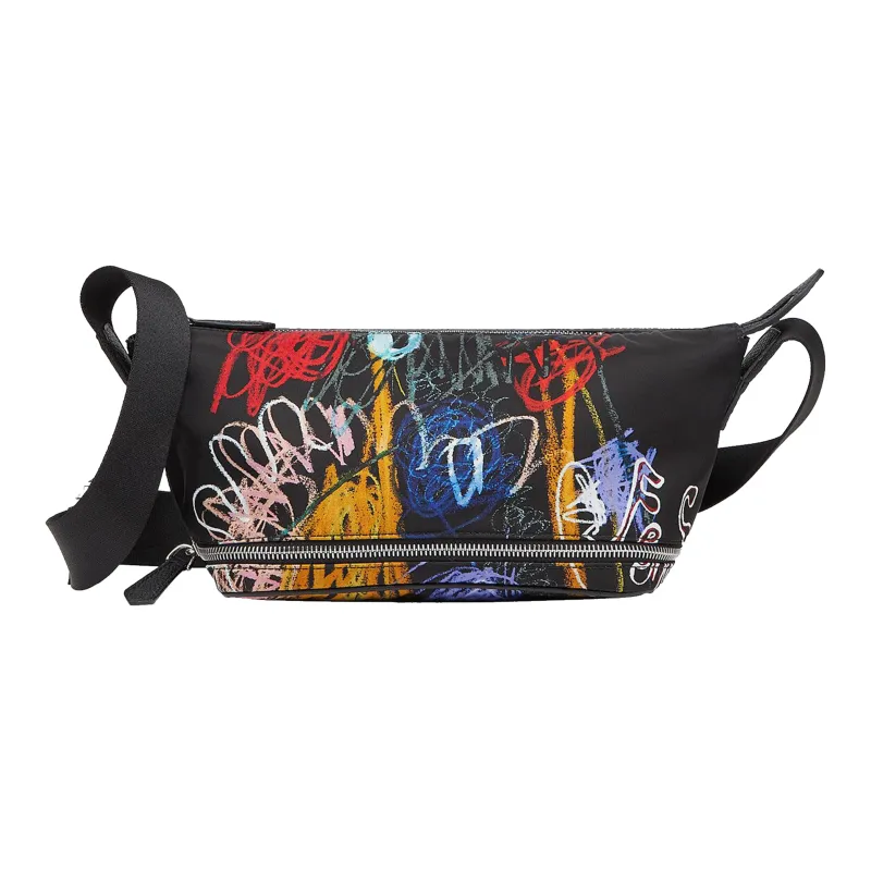 FENDI Nylon Fabric Sling Bag, One Shoulder, Crossbody, Fanny Pack Men's Black/Multicolor-3