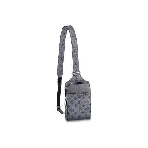 LOUIS VUITTON Outdoor Canvas Coated With Taïga Leather Sling Bag Crossbody Bag Shoulder Bag Men's Gray Black