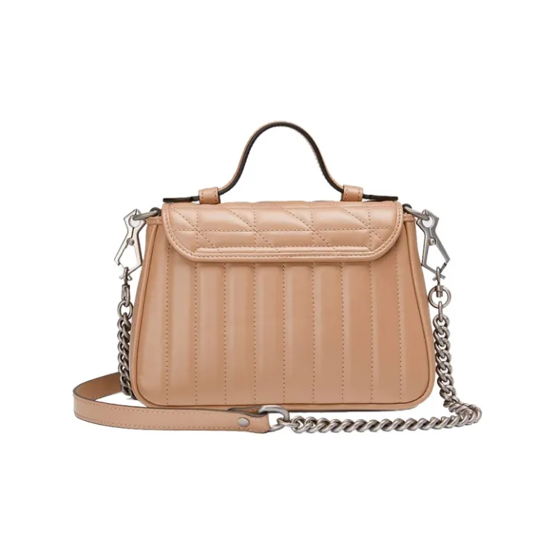 GUCCI GG Marmont Leather Handbag Shoulder Bag Crossbody Bag Mini Women's Rose Beige Milk Tea Beige-2