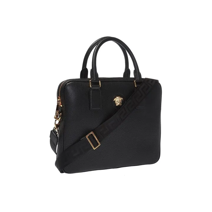 VERSACE VERSACE Leather Handbag Briefcase Shoulder Bag Men's Black-1