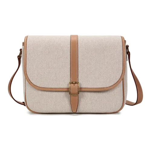 SAINT LAURENT Canvas With Leather Canvas Bag Shoulder Bag Crossbody Bag Women's Natural Beige