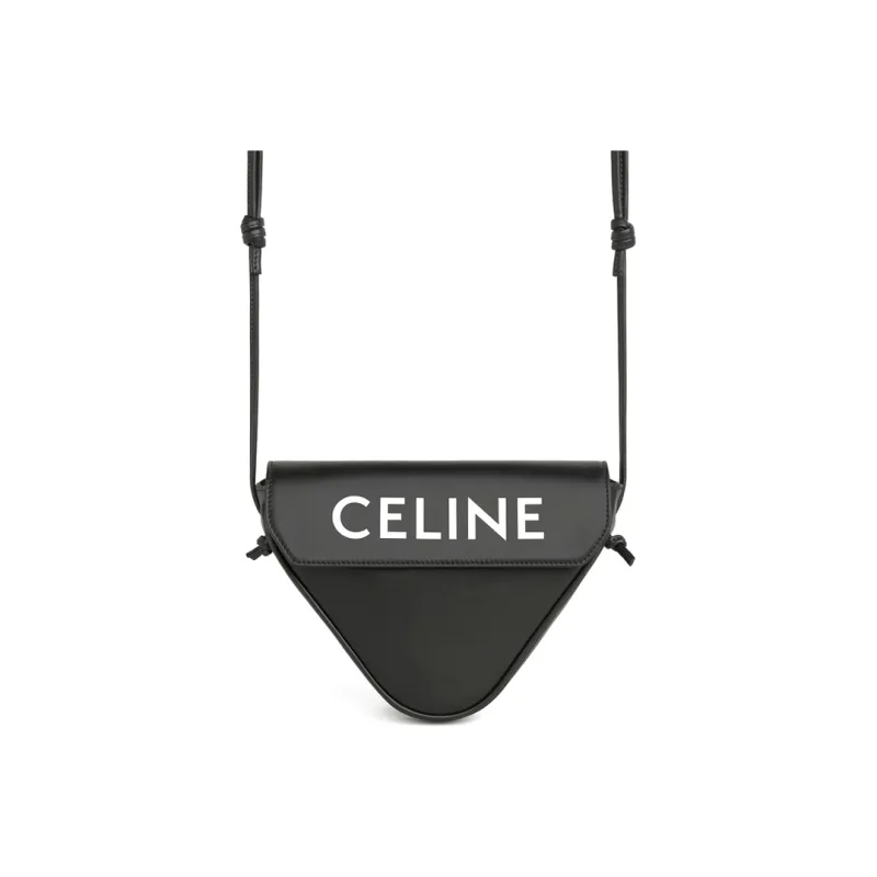 CELINE Smooth Cow Leather Triangle Bag Shoulder Bag Crossbody Bag Regular Men's Black-3