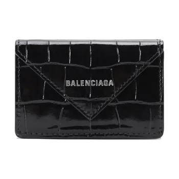 Balenciaga PAPIER Cow Leather Wallet Mini Unisex Black