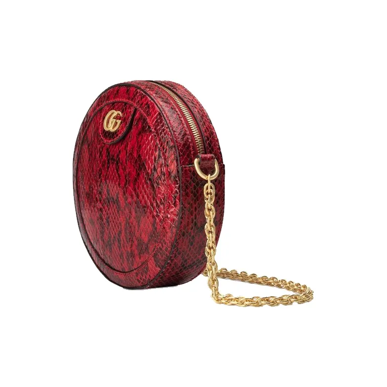 GUCCI Ophidia Snake Skin Shoulder Bag Women's Lotus Red-1