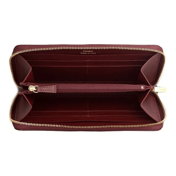 CARTIER Cow Leather Wallet Women's Burgundy-1