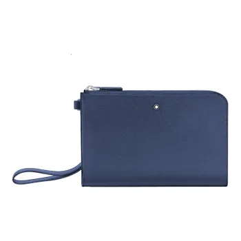 MONTBLANC Leather Clutch Small Size Men's Blue